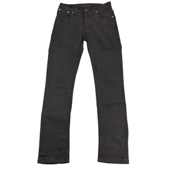 NUDIE JEANS Grim Tim Black Ring Women's Slim Straight Jeans 31 Stretch Denim - Picture 2 of 10